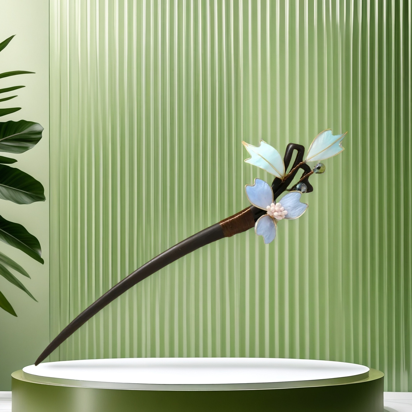 TAOÉ Oriental Style Ronghua Hairstick in Ebony · Intangible Heritage Bloom-Elegantiae-Cerulean Bloom