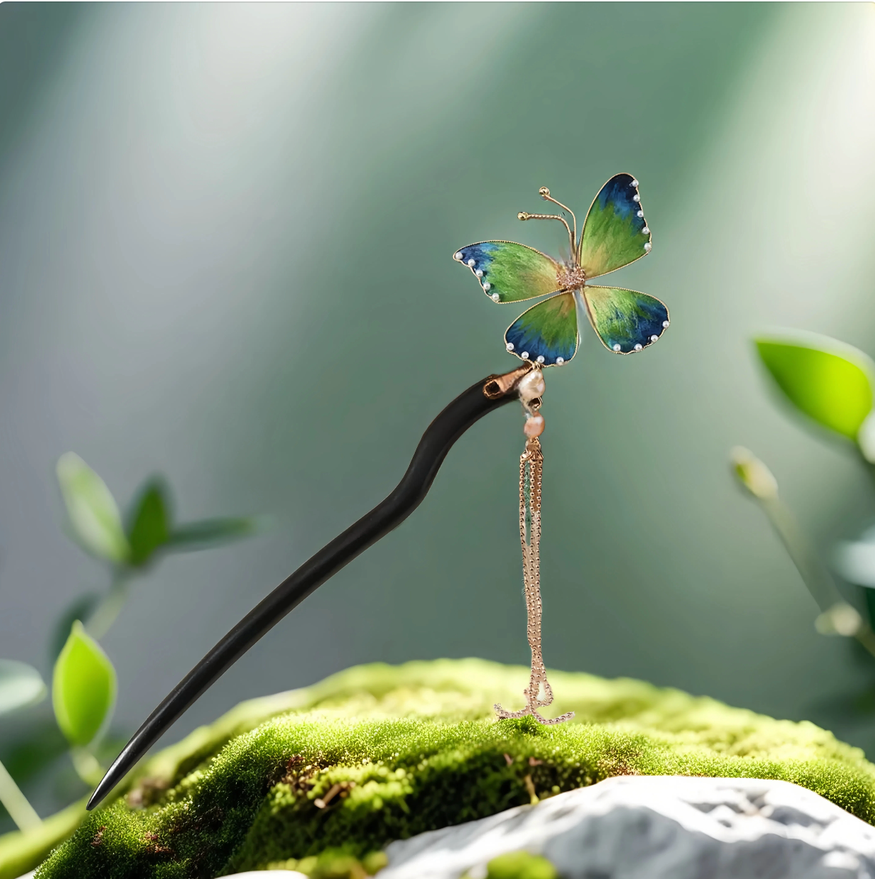 TAOÉ Oriental Classical Intangible Heritage Ronghua Butterfly Ebony Hairstick - Airs-Graceful Flutters