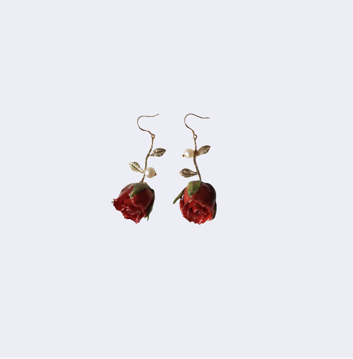 TAOÉ Rose in Bloom Earrings – Real Rosebuds, Handcrafted with Grace