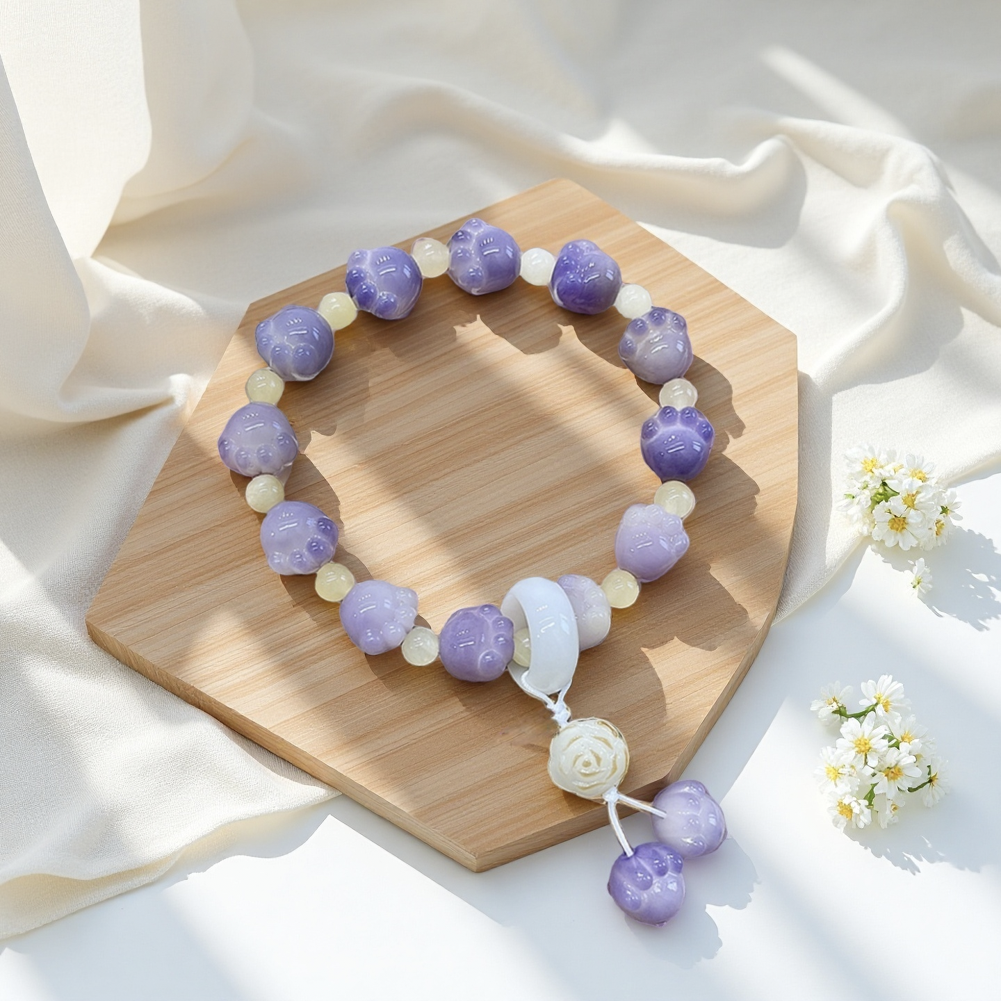 TAOÉ Pawfect Bodhi - Grain Rain Wisteria Purple Meditation Bracelet