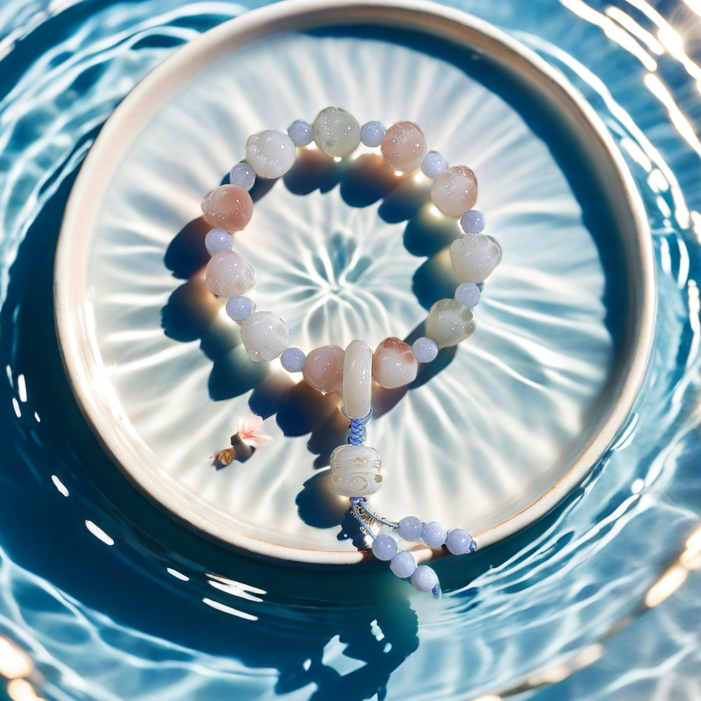 TAOÉ Pawfect Bodhi Bracelet: Carved Cat Paw Pendant - White Dew