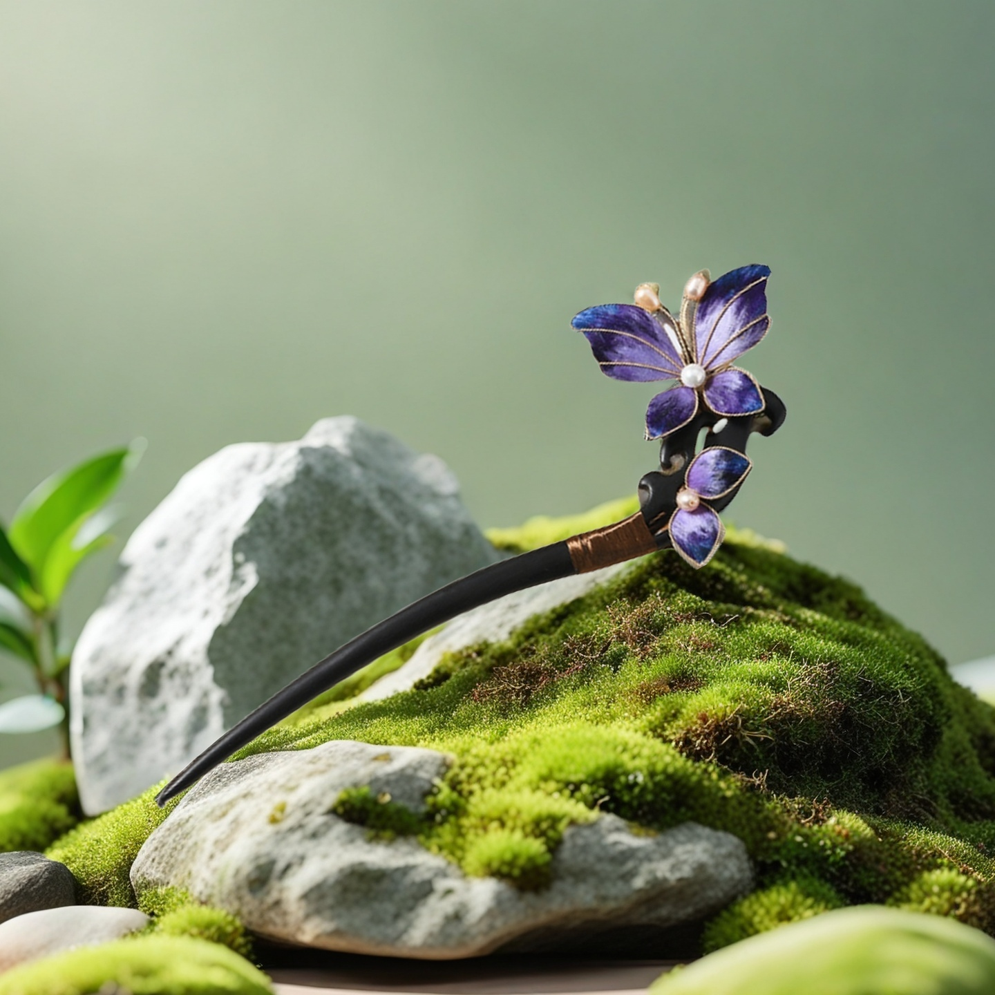 TAOÉ Oriental Classical Intangible Heritage Ronghua Butterfly Ebony Hairstick - Airs-Misty Dance