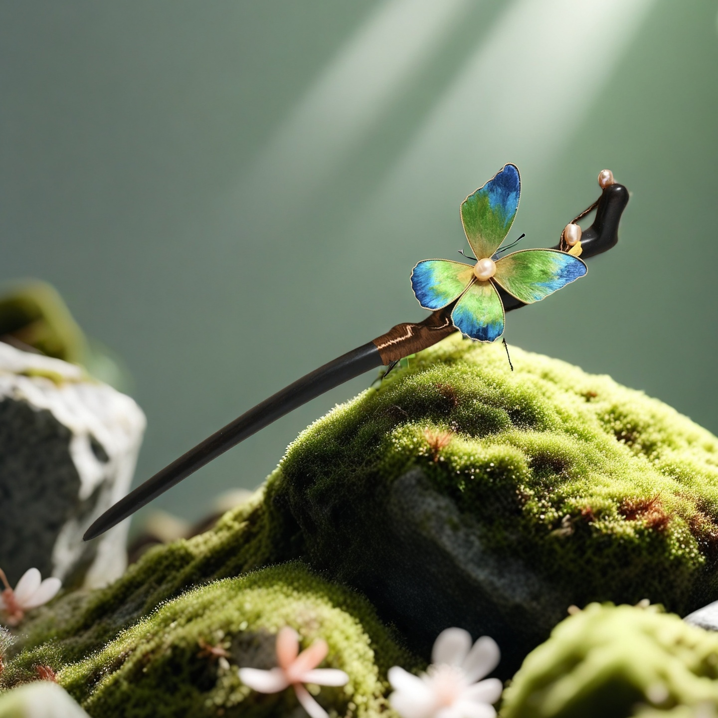 TAOÉ Oriental Classical Intangible Heritage Ronghua Butterfly Ebony Hairstick - Airs-Meadow Alight