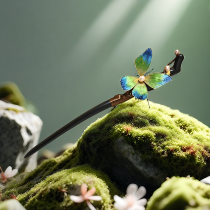 TAOÉ Oriental Classical Intangible Heritage Ronghua Butterfly Ebony Hairstick - Airs-Meadow Alight
