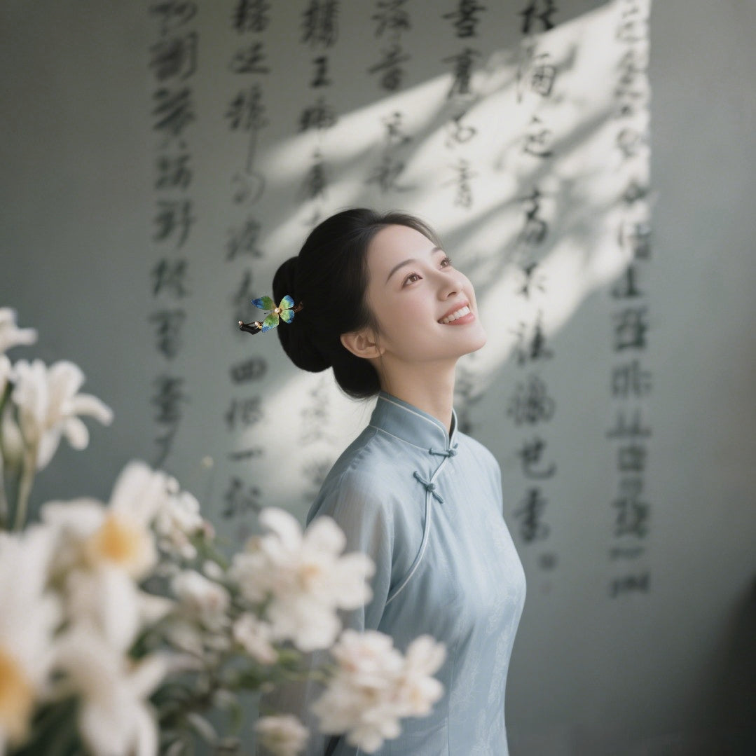 TAOÉ Oriental Classical Intangible Heritage Ronghua Butterfly Ebony Hairstick - Airs-Meadow Alight