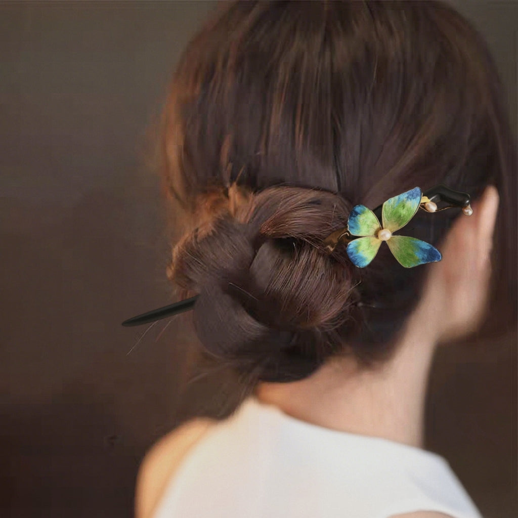 TAOÉ Oriental Classical Intangible Heritage Ronghua Butterfly Ebony Hairstick - Airs-Meadow Alight