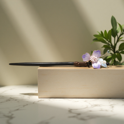 TAOÉ Oriental Style Ronghua Hairstick in Ebony · Intangible Heritage Bloom-Elegantiae-Amethyst Petal